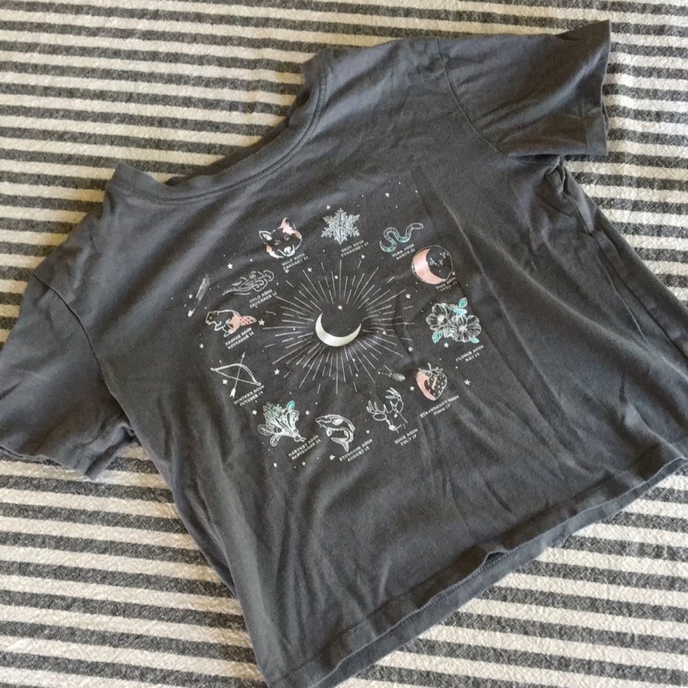 🌞🌜💫 Astrology-vibes relaxed fit Crop tee in muted  grey✨ Gap Organic cotton